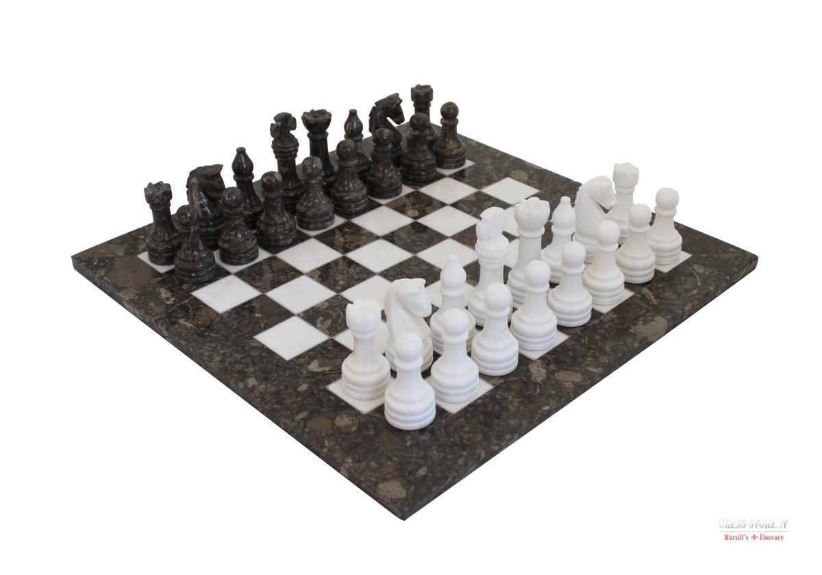Radicaln Set Di Scacchi In Marmo Naturale 15 Pollici - Fatti A Mano, Pezzi Lucidati, Bianco E Verde, Con Scatola Porta Scacchi Inclusa, Regalo Ideale